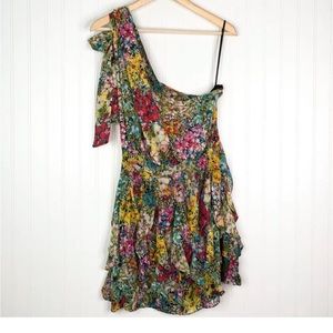 MM Couture Floral One Shoulder Dress